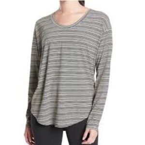Athleta Cloudlight Stratus Striped Long Sleeve Top in Black/Ivory Size XS